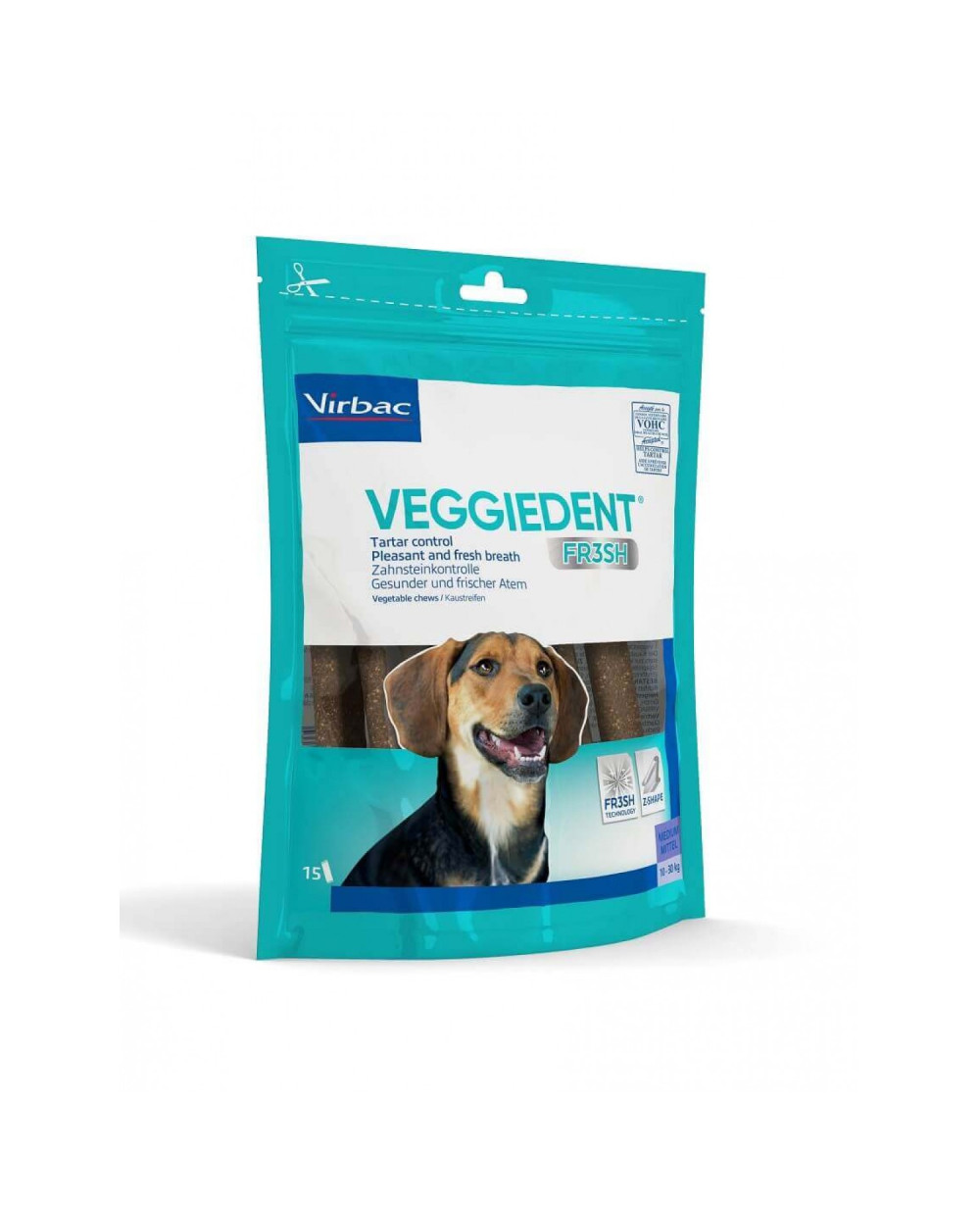 Virbac Veggiedent М размер - дентално лакомство за куче от 10 до 30кг.,ламели 15бр.