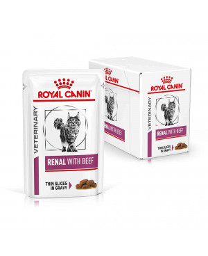 Храна за котки - Royal Canin Vet.Renal with Beef Pouch - при бъбречна недостатъчност - 12х85гр.