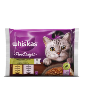 Whiskas Пауч Pure Delight Микс Меню - С пилешко и сьомга 4бр.х85гр.
