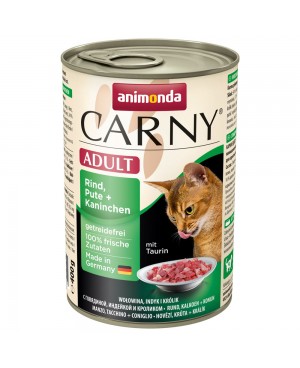 Консерва за котки Carny Adult  -  Говеждо, пуйка и заешко 6x400гр.