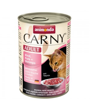 Консерва за котки Carny Adult  - Говеждо, пуйка и скариди 6x400гр.
