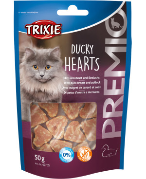 Лакомство За Коте - Trixie Premio Ducky Hearts - хапки с Патешки гърди и риба Треска 50ГР.