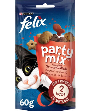PURINA® FELIX® PARTY MIX Mixed Grill с говеждо месо, пилешко месо и сьомга 60гр.
