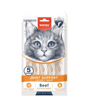 Wanpy Cat Joint Support за котки за здрави стави, с говеждо и пилешко, 5х14г.