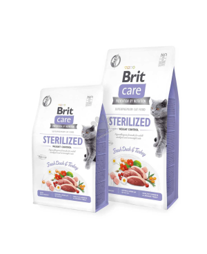 Brit Care Cat Sterilized Weight Control- суха храна за кастрирани котки контролища теглото 7кг.
