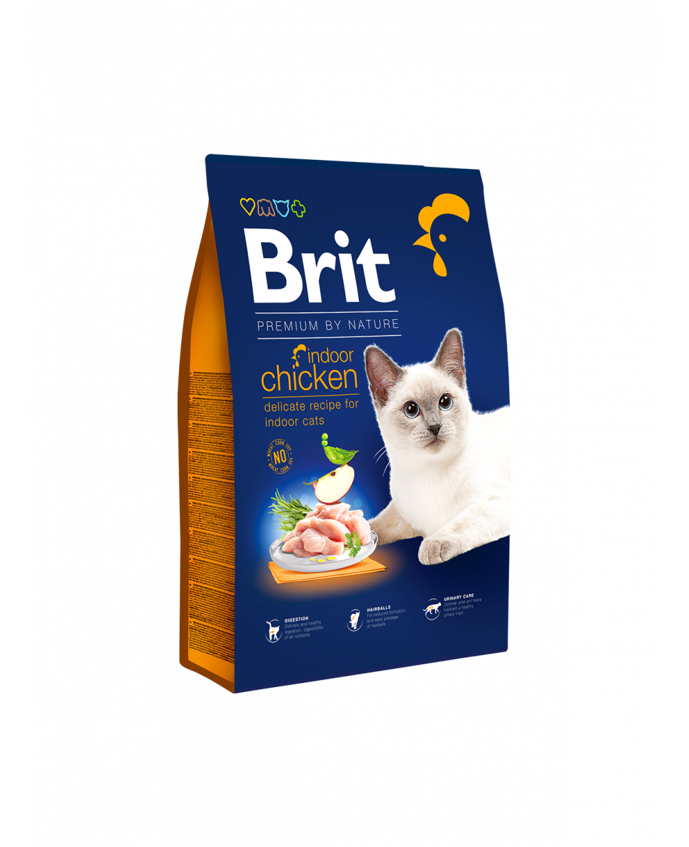 Суха храна за котки - Brit Premium Indoor с пиле 8кг.