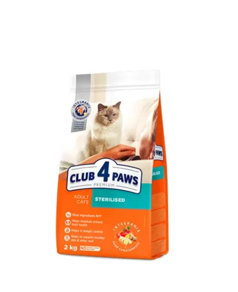 CLUB 4 PAWS Premium Adult Cat Sterilised 14кг.– Пълноценна храна за кастрирани котки 