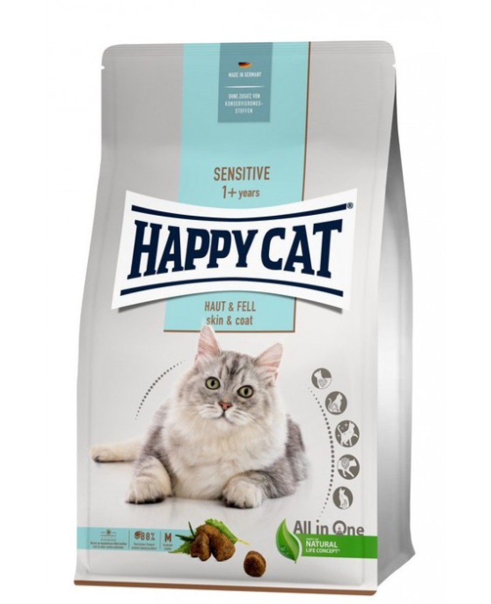 Суха храна Happy Cat Sensitive Skin & Coat-Осигурява естествено блестяща козина 4кг.