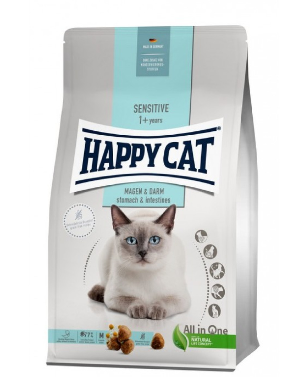 Суха храна Happy Cat Sensitive Stomach&Intestines за котки с хранителна чувствителност 4кг.