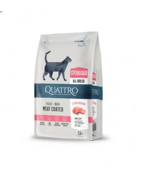 QUATTRO Sterilised Extra Salmon 7кг. Супер премиум суха храна, за кастрирани котки.