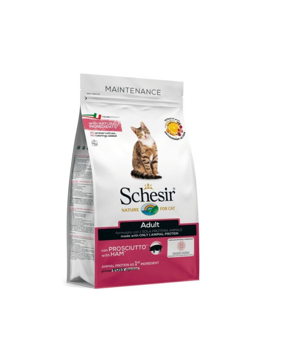 Schesir Adult Ham суха храна с прошуто за израснали котки 1.5кг.