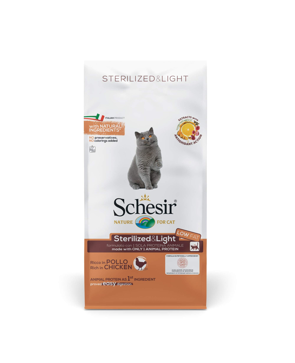 Schesir Cat Sterilized & Light with Chicken - Суха храна за кастрирани котки  1.5kg.