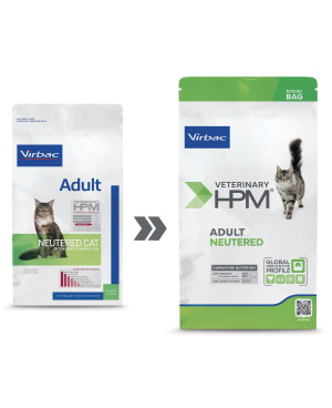Суха храна VIRBAC VETERINARY HPM ADULT NEUTERED CAT за кастрирани котки над 12 м, 12 kg.