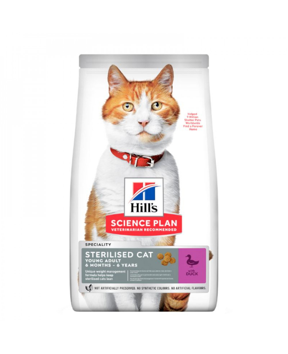 Суха храна за котки Hill's Feline Young Adult Sterilized с патешко 10кг.