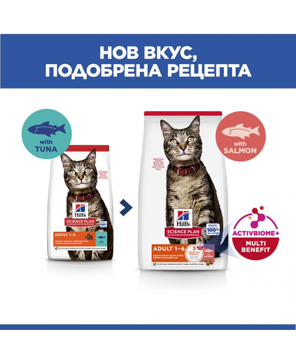 Суха храна за котки Hill's Feline Adult със сьомга 10кг.