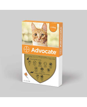 ADVOCATE CAT до 4кг. - Препарат Спот он за вътрешно и външно обезпаразитяване при котки, 1 бр.