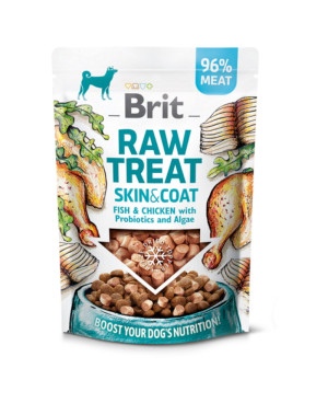 Brit Raw Treat Skin&Coat сурово лакомство за кучета с риба, пиле и пробиотици 40гр.