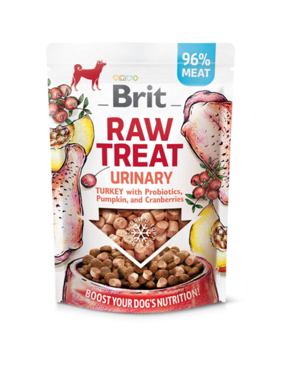 Brit Raw Treat Urinary сурово лакомство за кучета с пуешко, тиква и пробиотици 40гр.
