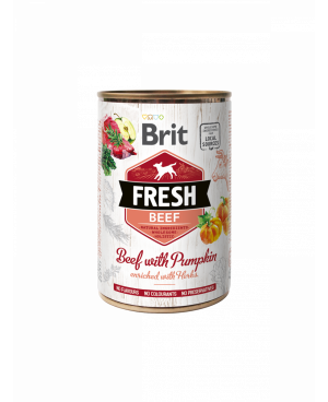 Консерва за кучета, свежо меню Brit Fresh Beef with Pumpkin - говеждо и тиква 400гр.