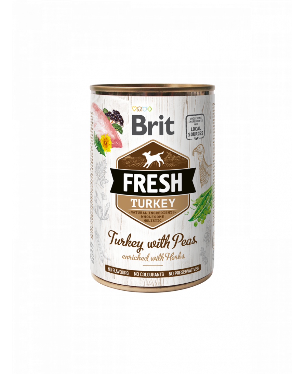 Консерва за кучета, свежо меню Brit Fresh Turkey with Peas - пуешко и грах 400гр.