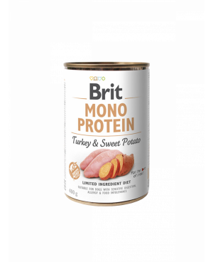 Консерва за кучета BRIT MONO PROTEIN TURKEY & SWEET POTATO - пуешко и сладък картоф 400гр.