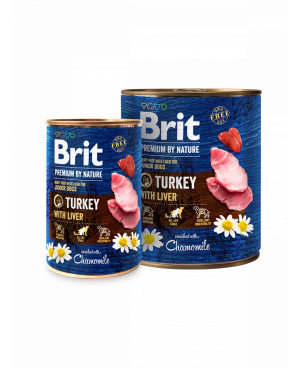 Консерва за кучета Brit Premium Turkey with Liver - Пуешко и дробчета 800гр.