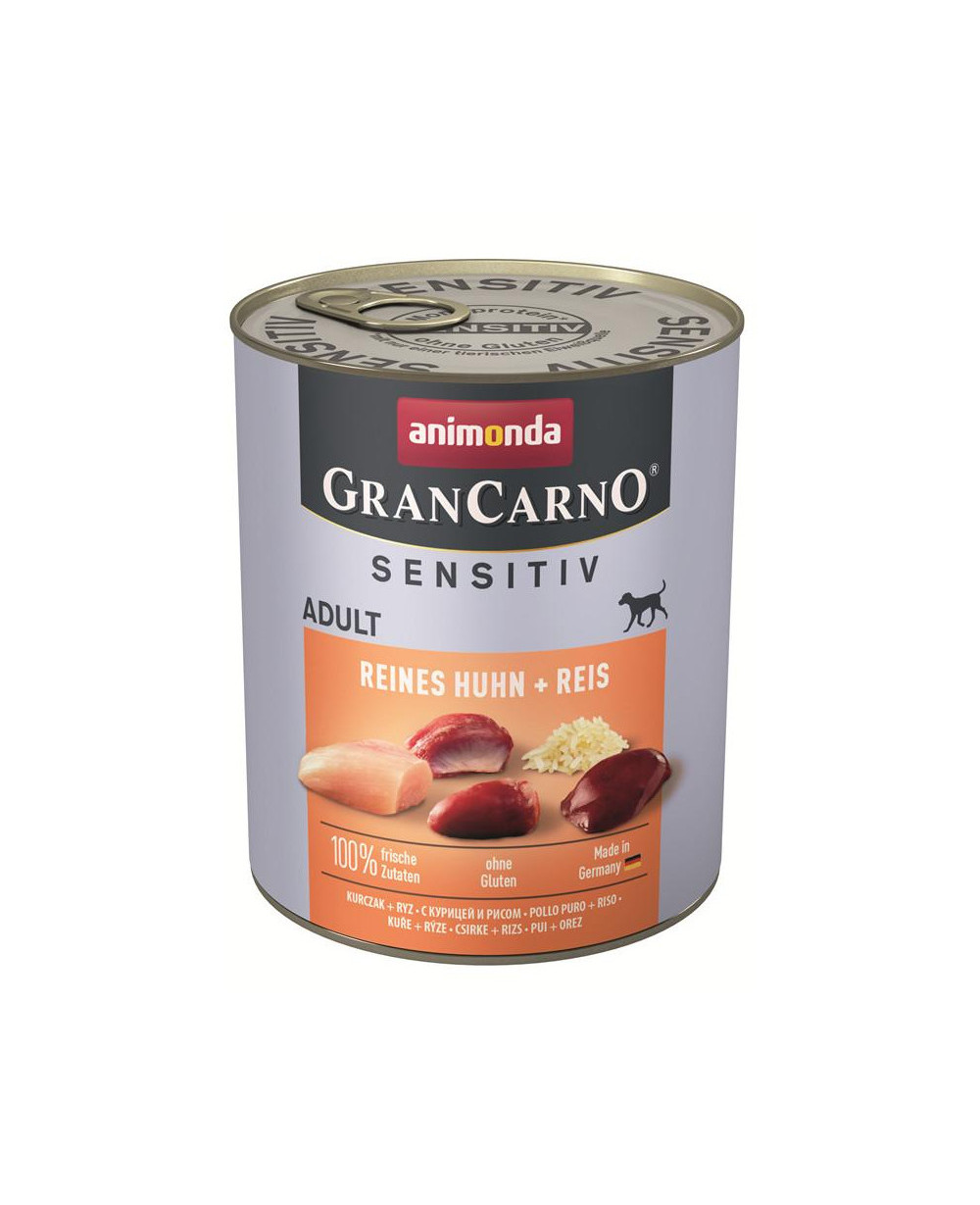 Консерва за кучета  GranCarno Adult Sensitive с пиле и картофи 800гр.