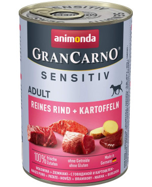 Консерва за кучета GranCarno Sensitive - с 53% говеждо и 10% картофи 800гр.