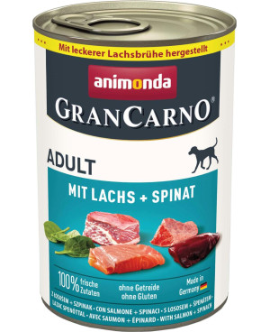Консерва за кучета GranCarno - със сьомга и спанак 800гр.