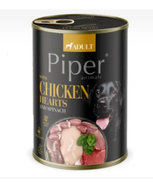 Консерва за кучета PIPER - пилешки сърца и спанак 400гр.