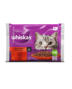 Whiskas Пауч Месни Ястия -  С говеждо и пилешко месо 4бр.х85гр.