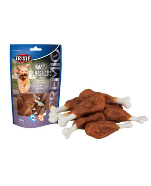 Лакомство за куче  - Trixie PREMIO Rabbit Drumsticks - калциево кокалче със заешко месо 100 гр.