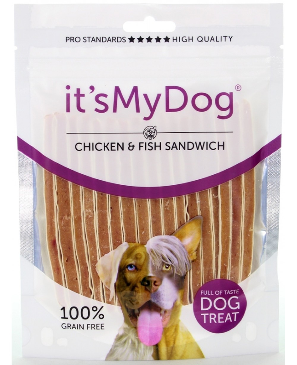 лакомство за куче Its My Dog Grain Free (без зърно) -ленти пиле и риба 85гр.