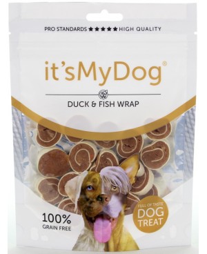 лакомство за куче Its My Dog Grain Free (без зърно) -кръгчета патица и риба 85гр.