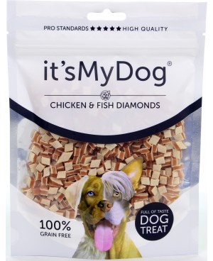 лакомство за куче Its My Dog Grain Free (без зърно) -пиле и риба диамант 85гр.