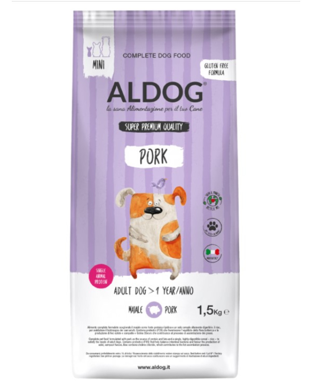 Aldog Pork Mini - безглутенова, суперпремиум формула със свинско и ориз