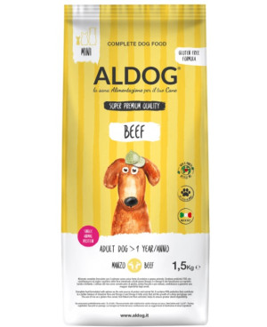 Aldog Beef Mini - безглутенова, суперпремиум формула с телешко и ориз 8кг.