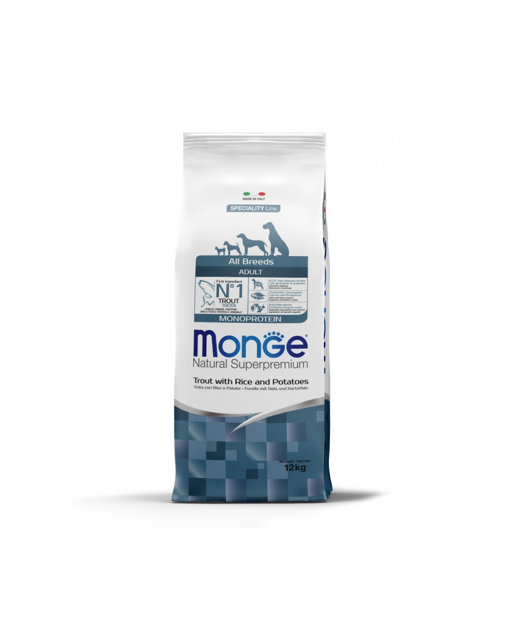Monge Dog Monoprotein Adult All breeds Trout, Rice & Potatoes 12кг.