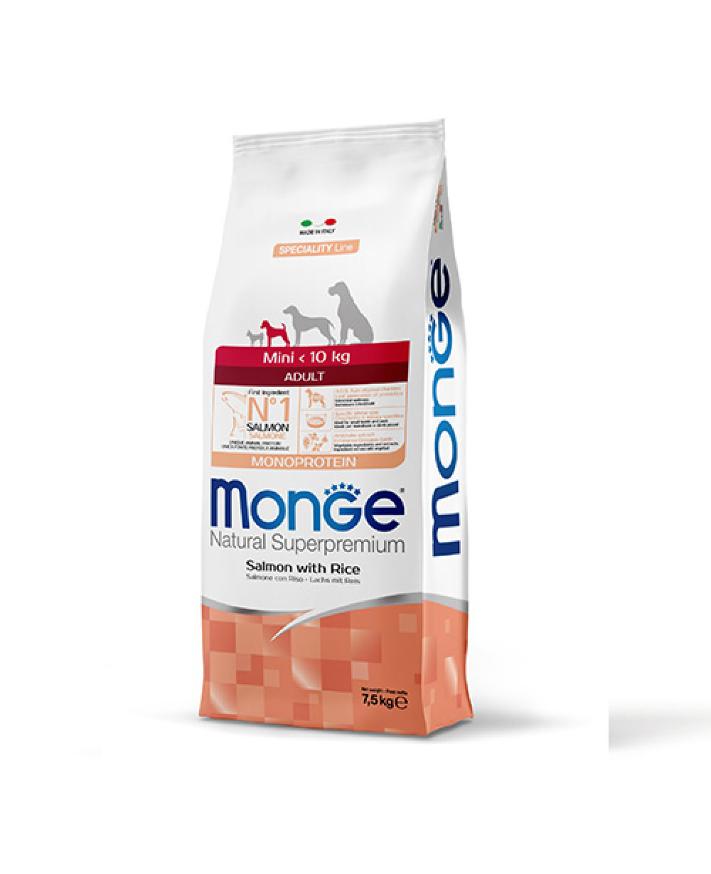 MONGE DOG ADULT Mini SALMON - със СЬОМГА за КУЧЕТА 7.5кг.
