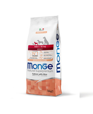 MONGE DOG ADULT Mini SALMON - със СЬОМГА за КУЧЕТА 7.5кг.