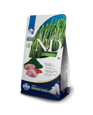 N&D SPIRULINA DOG PUPPY MED&MAXI - с агне и годжи бери 7кг.
