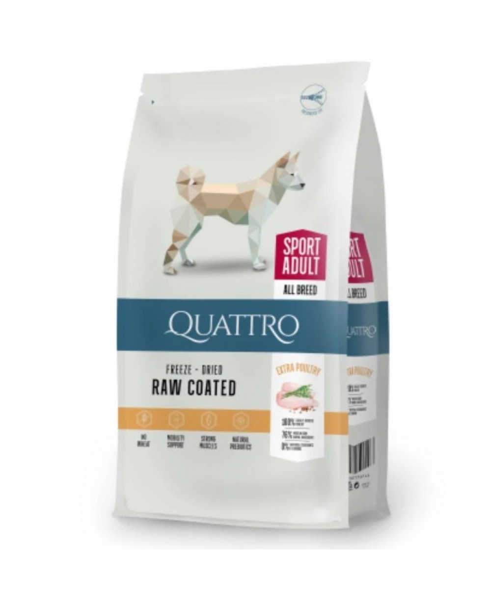 QUATТRO SPORT ALL BREED суха храна за активни кучета от всички породи с пиле 12кг.