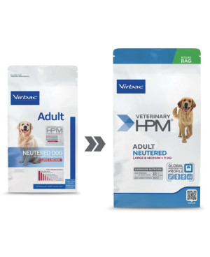 Суха храна VIRBAC VETERINARY HPM ADULT NEUTERED LARGE & MEDIUM за кастрирани кучета  12 kg.