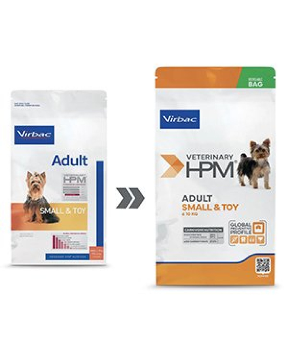 Суха храна VIRBAC VETERINARY HPM ADULT DOG SMALL & TOY за дребни породи над 10 м, 7 кг.