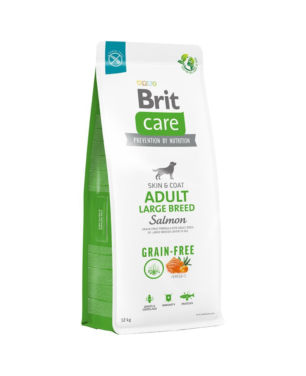 Суха храна за кучета BRIT CARE Adult LARGE GRAIN FREE със сьомга и картофи 12кг.