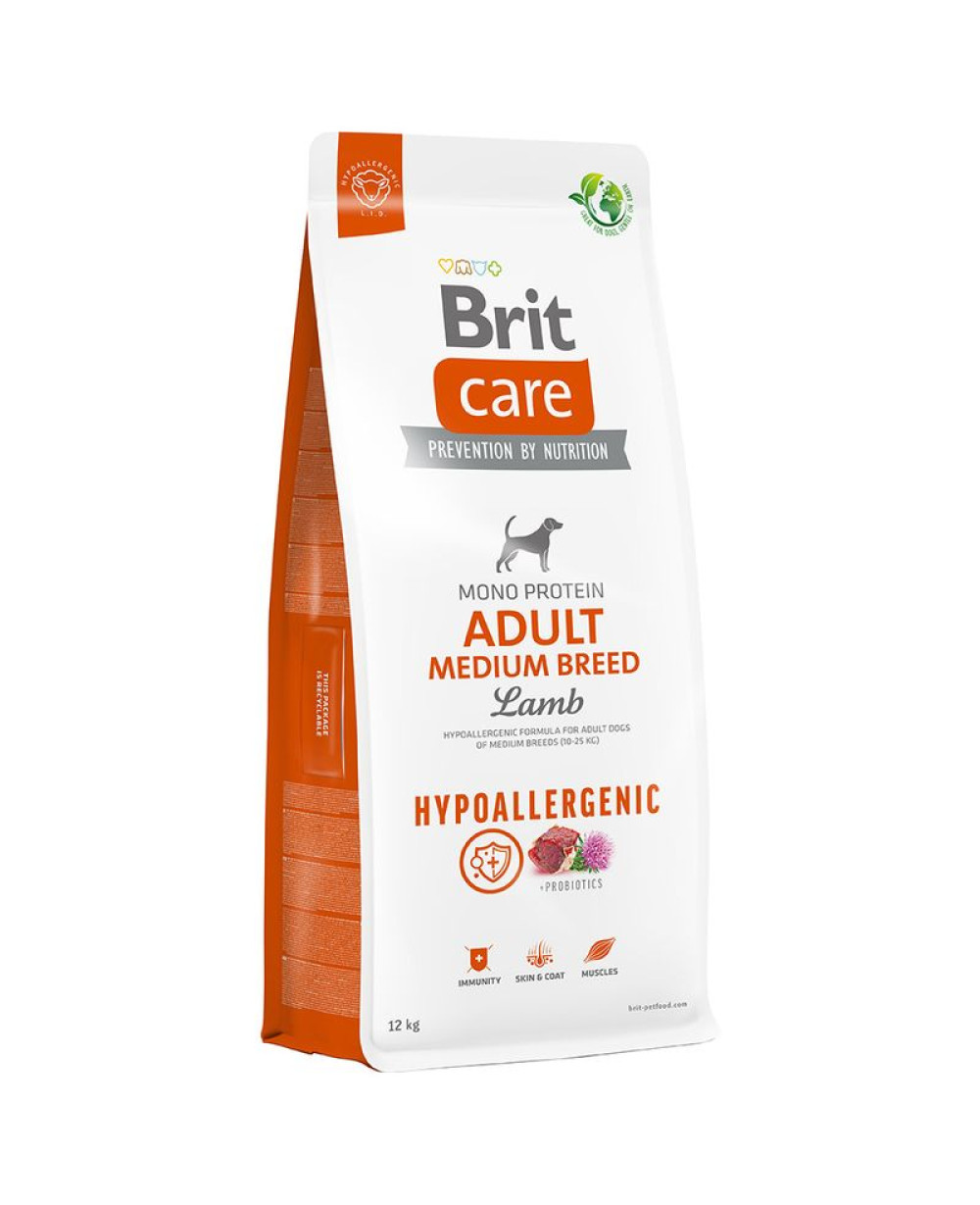 Суха храна за кучета BRIT CARE MEDIUM Adult с агнешко и ориз 12кг.