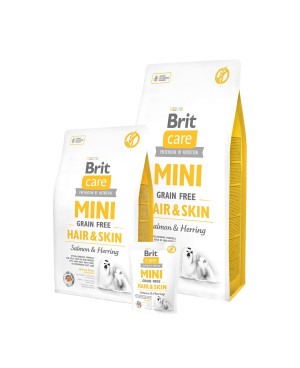 Brit Care mini Hair & Skin-суха храна за кучета от мини породи за хубава козина 7кг.