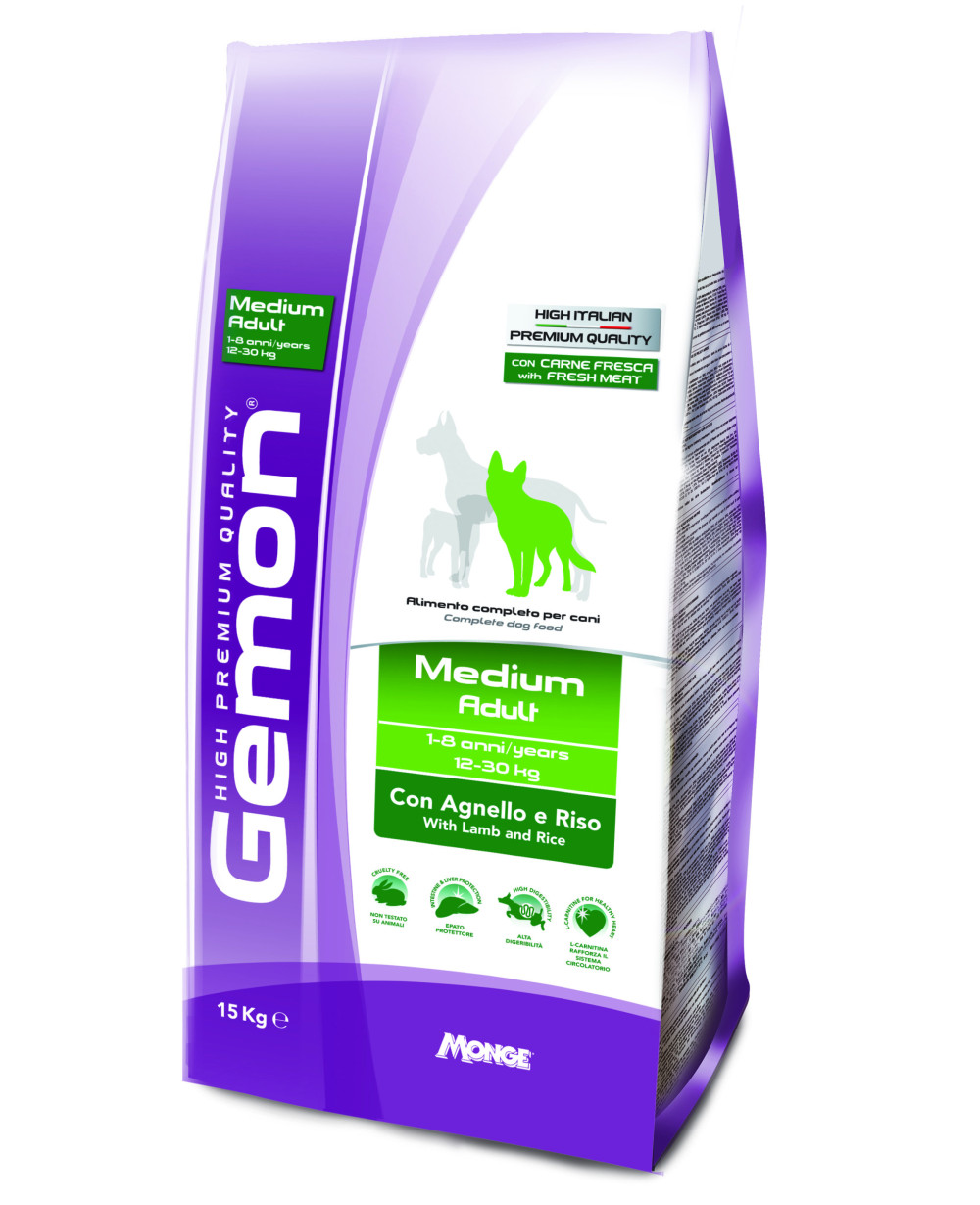 Суха храна за кучета - GEMON Medium Adult с агнешко и ориз 20кг.