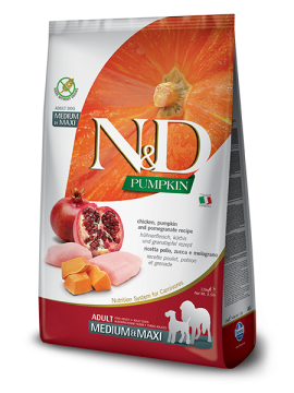 N&D Medium&Maxi Adult  12кг. с пиле, тиква и нар