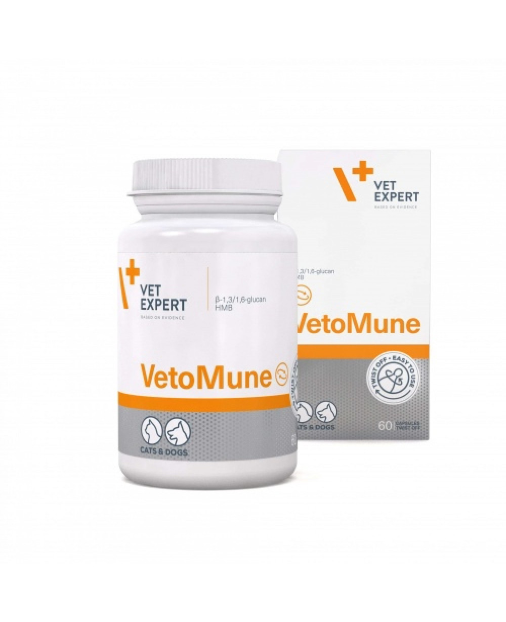 Промо цена за 2бр.Vet Expert VetoMune - Хранителна добавка за кучета и котки 60 таб.